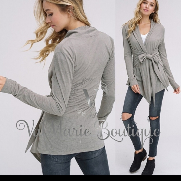 Creamy Sage Wrap Cardigan Top - Picture 4 of 5